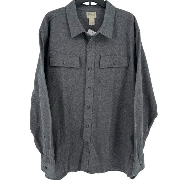 L.L. Bean Slightly Fitted Chamois Shirt Mens Size XXL 2XL Charcoal Gray - Picture 1 of 6